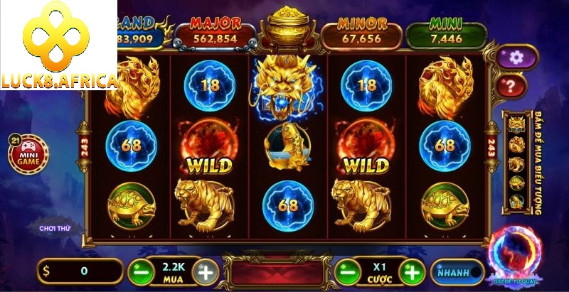 Kho Báu Tứ Linh Luck8 Quay Hũ Hấp Dẫn 2025 3 Các biểu tượng hũ thưởng trong kho báu tứ linh Luck8